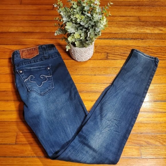 Express Rerock Skinny Jeans Whiskered Legging Stretch Denim Cotton Preppy Boho 0 - Picture 1 of 7